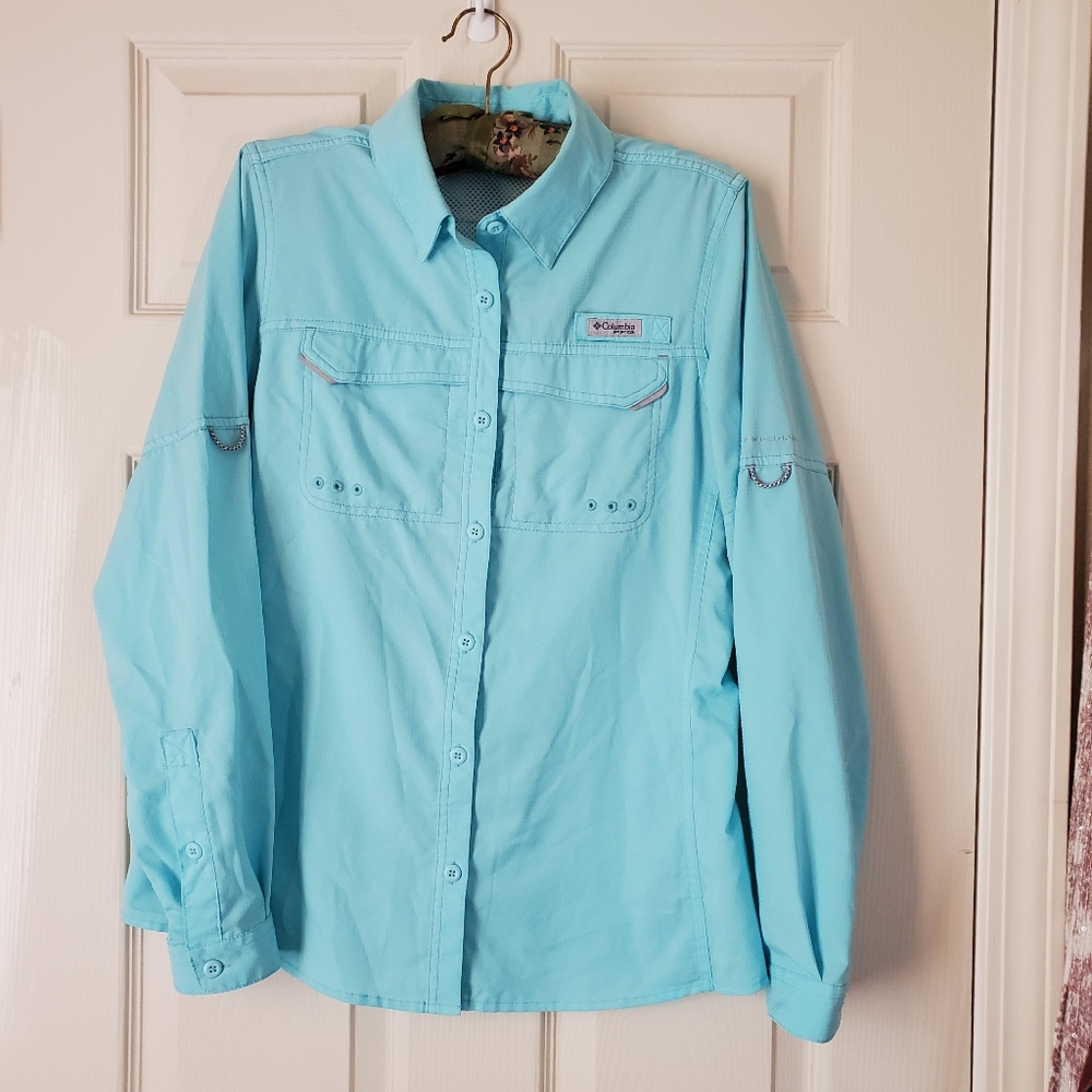 Blue Columbia Long sleeve Fishing button shirt
